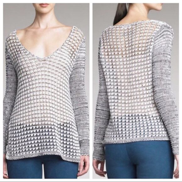 Helmut Lang Gray Luminous cord v neck sweater Sm - Picture 10 of 11